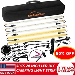 Kit de luces LED para campamento de 5 bares equipo de camping accesorios para tienda tira de LED blanco y ámbar - Imagen 1 de 8