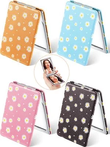 4 Pieces Pocket Mirrors Compact Mirror Purse Mini Mirror Travel Makeup Daisy ... - Picture 1 of 7