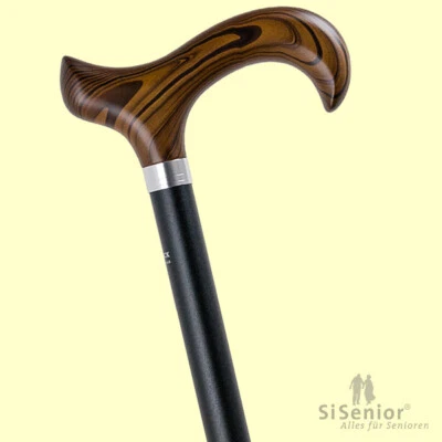 Leichtmetallstock Gehstock schwarz mit Holzgriff höhenverstellbar Gastrock Sauer
