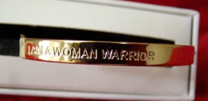 NEW Stella Valle "I AM A WOMAN WARRIOR" Gold Tone Cuff Bracelet - Picture 1 of 4