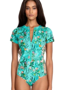 Johnny Was Taina Swimsuit Blue M Medium Fly Neoprene One Piece NWT $298 - Picture 1 of 5
