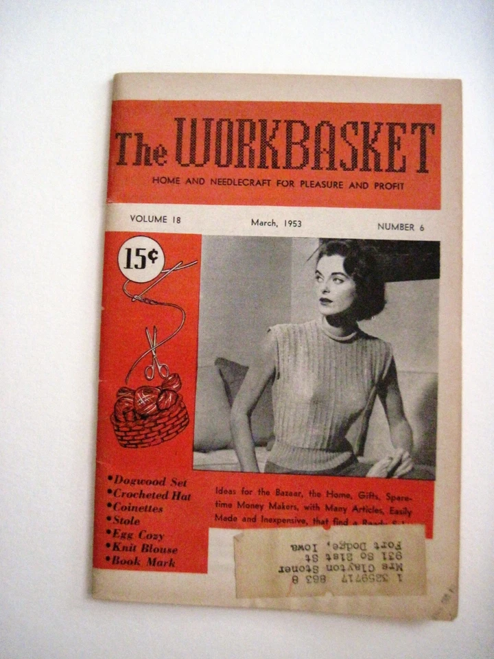 March 1953 Magazine "The Workbasket" w/ Ideas for "Easter" Homemade Items  * - Image 1 of 4