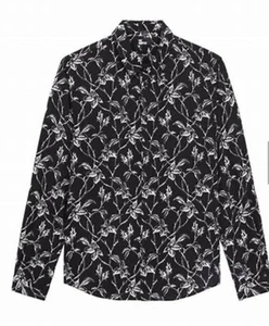The Kooples NWT Men’s Black and White floral /leaf Shirt / Size Large / 275 MSRP - Picture 1 of 3