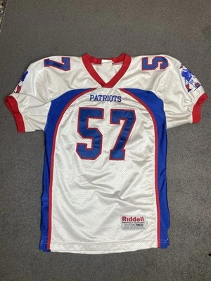 复古 Riddell Patriots 足球球衣青少年大号蓝色白色 #57 NFL 爱国者队 — 第 1/4 张图片