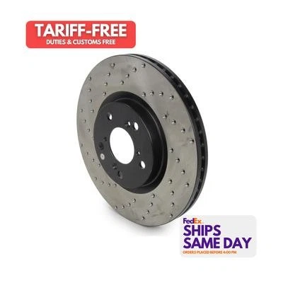 Stoptech 128.40071R, One Sport Cross Drilled Brak e Rotor Black Iron Performance - Image 1 of 4