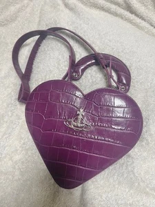 Vivienne Westwood 2Way Hand bag Shoulder bag Crocodile Embossed Purple Heart - Picture 1 of 3