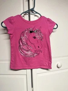 Sonoma Girls Pretty Pony Pink T Shirt With Sequins Size 4 - Picture 1 of 6