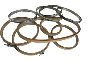 Lot Of 9 VTG Large Medium Small Round Oval Wooden Metal Cork Embroidery Hoops - Picture 1 of 17