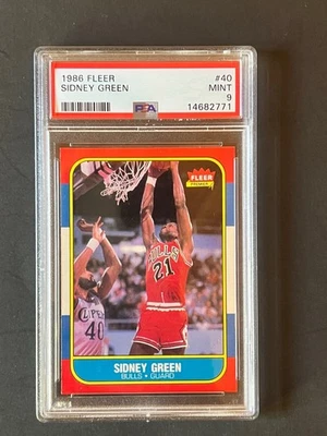1986 Fleer Sidney Green #40 Chicago Bulls PSA 9 Estado perfeito  - Imagem 1 de 2