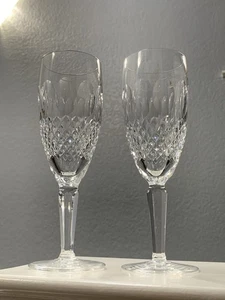 Rare Vintage Waterford Colleen Champagne Flutes Pair 7.5” 6oz - Picture 1 of 14