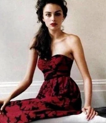 Anthropologie Tibi Sweetheart Neck Red/Black Floral Strapless Midi Dress Size 4 - Image 1 of 4