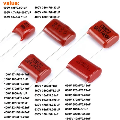 CBB Polypropylene Film Capacitors 1nF-4.7uF 100V 250V 400V 630V 1600V