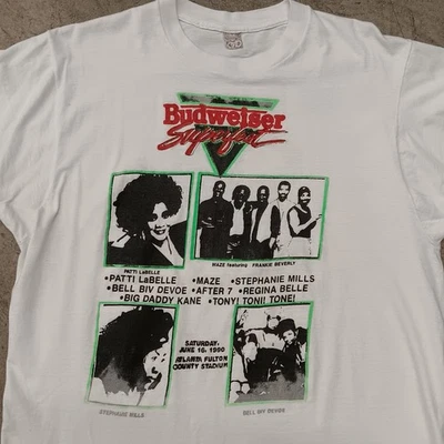 Винтажная 1990 2-сторонняя рубашка Budweiser Superfest Atlanta Big Daddy Bart XL 20x29 - Изображение 1 из 4