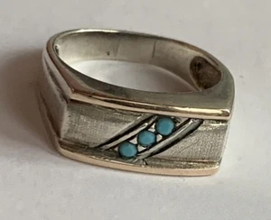 Vintage men's ring sterling silver 925 Size 10 Weight 5.7 g. Turquoise. - Picture 1 of 13