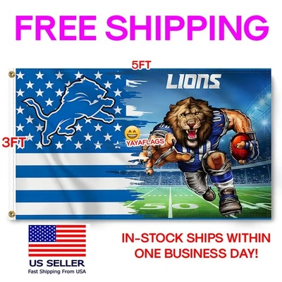Bandera de los Detroit Lions 3X5 pies NFL envío rápido gratuito vendedor de EE. UU. NUEVO Foto 1 de 4