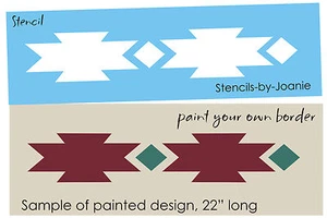 Joanie 8"x24" Stencil Southwest Aztec Border Design Rug Floor Cloth DIY Signs - Picture 1 of 7