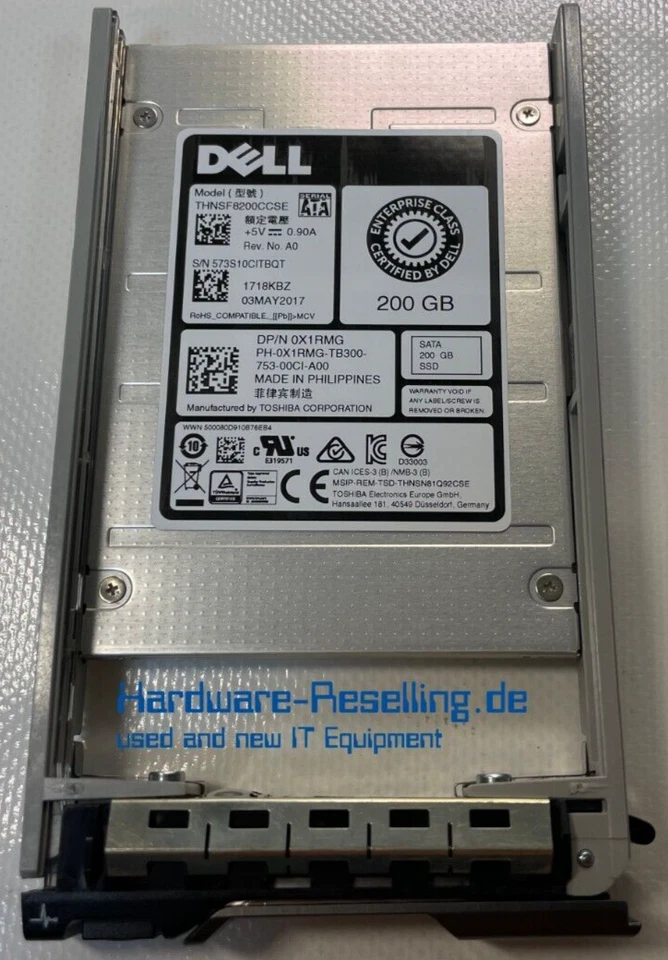 Dell 200GB 2,5 " SATA III 6G SFF THNSF8200CCSE 0X1RMG 06X10K SSD - Photo 1/1