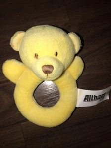 Althans Teddybär Bear Greifling Plüschtier Stofftier Gelb Yellow Rassel Klapper - Picture 1 of 3