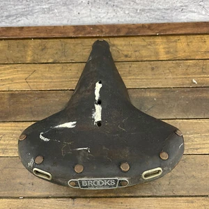 Vintage Brooks B72 Seat Saddle Klunker 4 Rail Clamp Leather Cracks PARTS A9 - Picture 1 of 23
