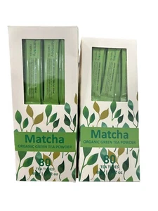 MATCHA Organic Green Tea Powder 80 Tea Tubes Per Box~ 2-Boxes Harmony Pure~TASTY - Picture 1 of 8