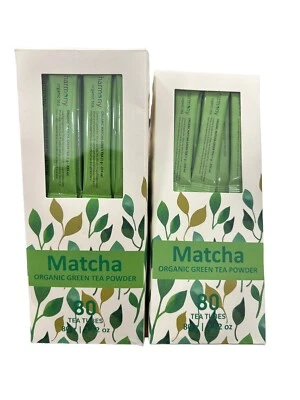 Polvo de té verde orgánico MATCHA 80 tubos de té por caja ~ 2 cajas Harmony Pure ~ SABROSO Foto 1 de 4