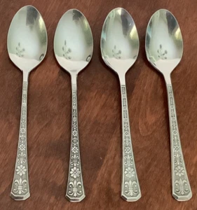 4 INTERPUR Florenz 8-Petal Stainless TEASPOONS ~ KOREA - Picture 1 of 2