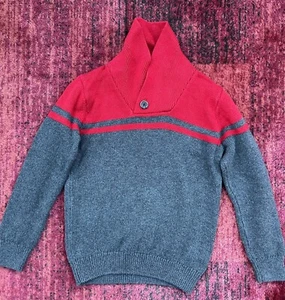Baby Gap Shawl Neck Boys Jumper Age 5 Red & Grey VGC - Picture 1 of 4