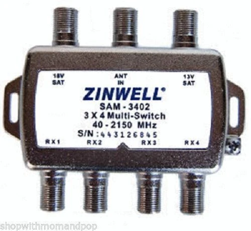 New DirecTV Zinwell 3X4 SAM-3402 Multi-Switch Multiswitch Direct TV Approved - Image 1 of 1
