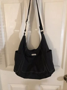 Baggallini Black Nylon Crossbody Hobo Bag Pockets Inside & Out  Zip Closure - Picture 1 of 7