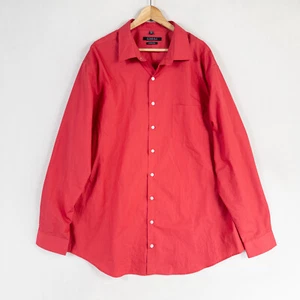 Synrgy Performance Shirt Mens Sz 18.5 37/38 Red Button Up Long Sleeve Stretch - Picture 1 of 8