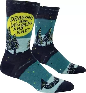 Blue Q lustige Neuheit Crew-Socken Drachen Zauberer und S ** T für Herren (Schuhgröße 7-12) - Bild 1 von 1