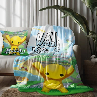 Throw Blanket and Pillowcase Set of 2，Wobbly Life Cartoon Bed Couch Gifts - Image 1 of 4