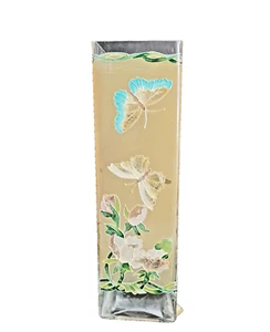Handpainted Vase Joan Baker Antique Rose Allover Painted Butterflies Roses 10" - Picture 1 of 20