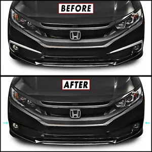 Chrome Delete Blackout Overlay for 2019-21 Honda Civic Coupe/Sedan Foglight Trim - Foto 1 di 5