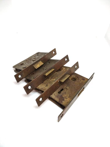 Antique Steel & Brass Eagle Lock Co Entry Mortise Lock Mechanism Terryville Conn Cover