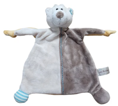 My First Nici Difícil de Encontrar Lovey Manta de Seguridad Felpa Oso de Peluche Nudo Rayas Marrón Azul Foto 1 de 2