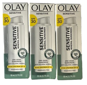 🌞 3x OLAY Sensitive Mineral Zinc Oxide Sunscreen SPF 30 1.7 fl oz, 02/2025  🌞 - Picture 1 of 1