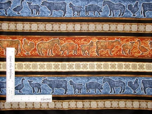 Farm Animal Silhouette Stripe on Black Cotton Fabric QT Bountiful By The Yard - Picture 1 of 1