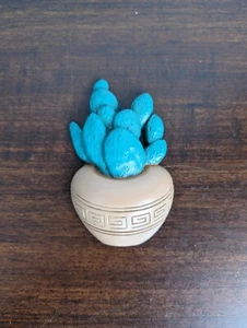 Vintage Burwood Wall Decor Southwestern Pot with Cactus Succulent Plant - Picture 1 of 11