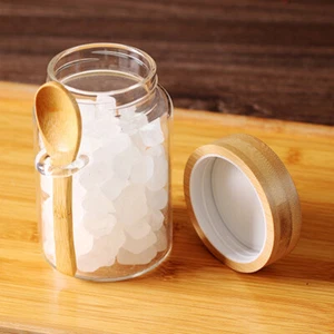 Airtight Glass Jar Glass Storage Canister Bamboo Lid Grain Container Glass - Picture 1 of 12