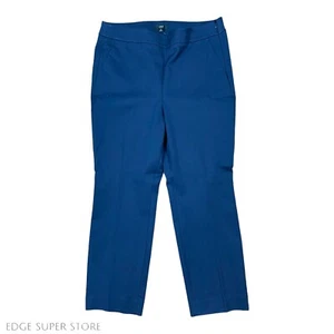 J Crew Dark Navy Blue Stretch High Rise Cotton Blend Side Zip Pants Size 16 - Picture 1 of 5