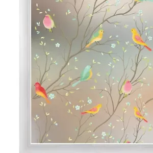 Colorful Bird Clear Frosted Window Film Static Cling Privacy Glass Decal Sticker - Picture 1 of 9