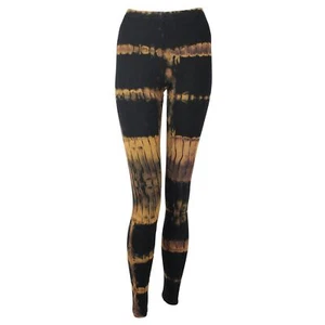 Leggings Batik Abedul Negro Marrón Ocre Tiedye Psy Goa Yoga Leggins Hippie - Imagen 1 de 6