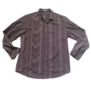 Liz Claiborne Men’s Shirt size L Brown Striped Long Sleeve Button Down - Picture 1 of 4