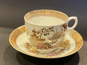 Antiguo platillo taza de té de porcelana Inglaterra 1854 paisaje diamante marca de patente - Imagen 1 de 5