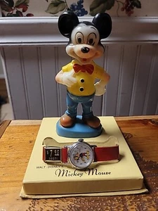 Vintage 1960s Ingersoll MICKEY MOUSE WRIST WATCH Plastic Figure Box Disney Works - Picture 1 of 24