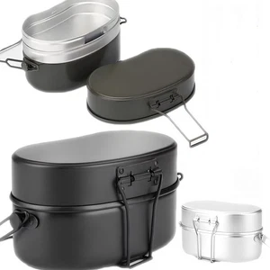 1900ml German Military Mess Tin Repro Black Nonstick Aluminum 2 Layer Mess Kit - Picture 1 of 22