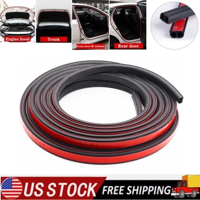 33FT Universal B-Shape Car Door Seal Strip Hollow Edge Guard Weatherstrip Black - Image 1 of 4