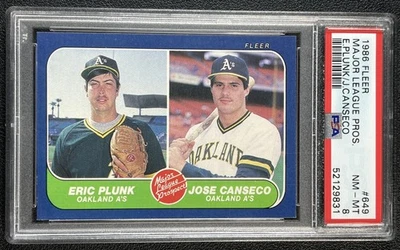 ERIC PLUNK JOSE CANSECO PSA 8 1986 FLEER #649 ДЕБЮТАНТ RC ЛЕГКАЯ АТЛЕТИКА 831 - Изображение 1 из 3