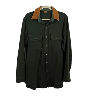 Vintage Woolrich Green Wool Corduroy Collared Field Shirt Mens Large* - Image 1 of 4